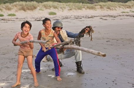 Taika Waititi, James Rolleston, and Te Aho Eketone-Whitu in Boy (2010)