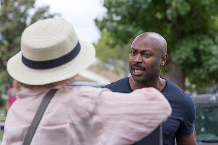 Photo of Anslem Richardson and Maia Danziger from the set of The Garage Sale