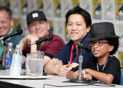 Bobby Chiu, Andre Robinson, and Jim Bryson at an event for Niko and the Sword of Light (2015)