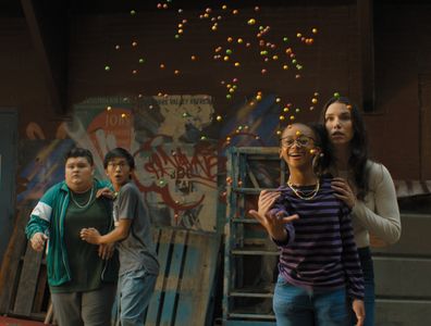 Grace Caroline Currey, Jovan Armand, Ian Chen, and Faithe Herman in Shazam! Fury of the Gods (2023)