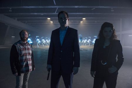 Jack Coleman, Eve Harlow, and Henry Zebrowski in Heroes Reborn (2015)