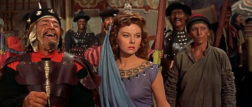 Susan Hayward, Ted de Corsia, and Jeanne Gerson in The Conqueror (1956)