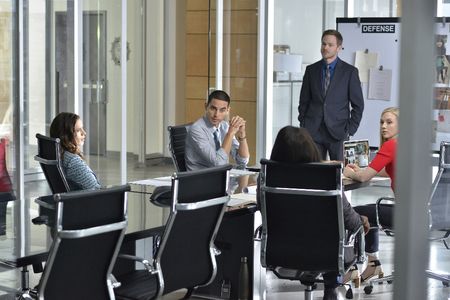 Shawn Ashmore, Merrin Dungey, Hayley Atwell, Emily Kinney, and Manny Montana in Conviction (2016)