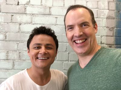 with Arturo Castro on the set of Alternatino (Comedy Central)