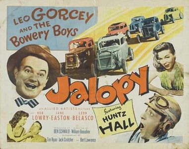 Jane Easton, Leo Gorcey, Huntz Hall, and Mona Knox in Jalopy (1953)