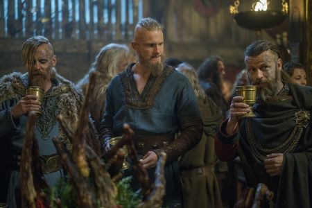 Peter Franzén, Jasper Pääkkönen, and Alexander Ludwig in Vikings (2013)