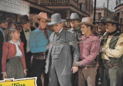 Tom London, Rufe Davis, Robert Frazer, June Johnson, Robert Livingston, and Bob Steele in Pals of the Pecos (1941)