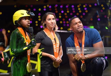 KCS (l to r - Riele Downs, Aly Raisman and Michael Strahan)