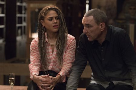 Vinnie Jones and Lenora Crichlow in Deception (2018)