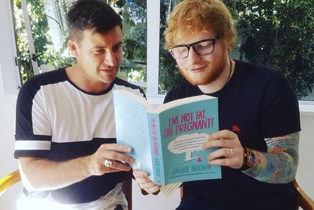 Clarke Gayford and Ed Sheeran read Jaquie Brown's pregnancy book.