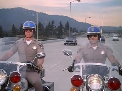 Erik Estrada and Larry Wilcox in CHiPs (1977)