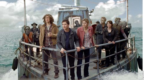 Logan Lerman, Douglas Smith, Alexandra Daddario, and Leven Rambin in Percy Jackson: Sea of Monsters (2013)