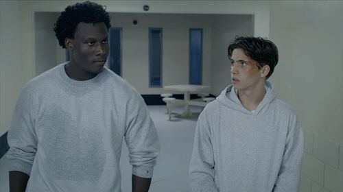 Tanner Buchanan and Okea Eme-Akwari in Cobra Kai: Miyagi-Do (2021)