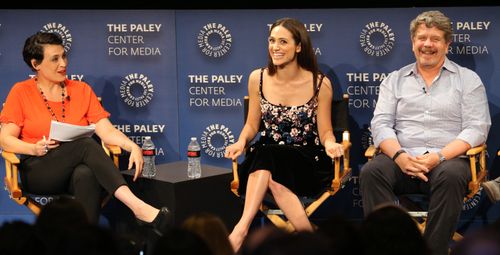 Emmy Rossum and John Wells at an event for Shameless (2011)