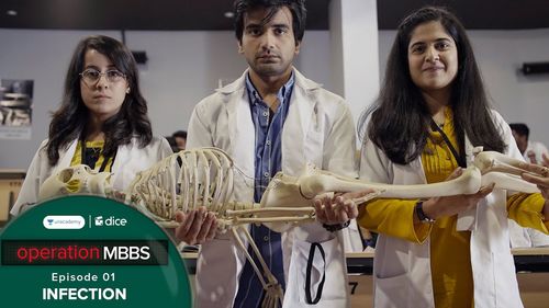 Ayush Mehra, Sarah Hashmi, and Anshul Chauhan in Operation MBBS (2020)