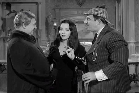 Jackie Coogan, John Astin, and Carolyn Jones in The Addams Family (1964)