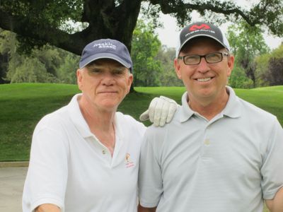 Dan and Malcolm McDowell at the Ojai Valley Inn & Spa Golf Course.