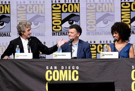 Peter Capaldi, Steven Moffat, and Pearl Mackie at an event for Doctor Who (2005)