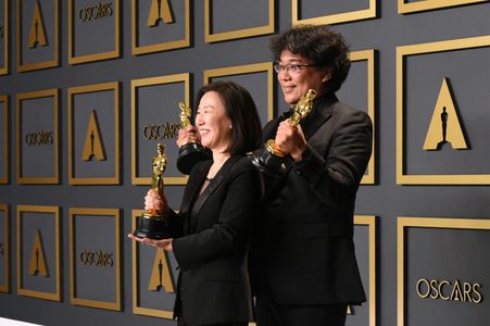 Bong Joon Ho and Kwak Sin-ae at an event for The Oscars (2020)