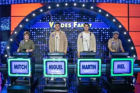 Mitch Valdez, Miguel Vaca, Martin Vaca, and Mel Villena in Family Feud Philippines (2022)