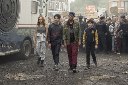 Lena Waithe, Win Morisaki, Olivia Cooke, and Philip Zhao in Ready Player One (2018)