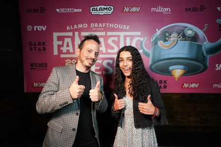 Isaac Ezban on the US premiere of his fourth film MAL DE OJO at Fantastic Fest, with actress Paola Miguel (September 202