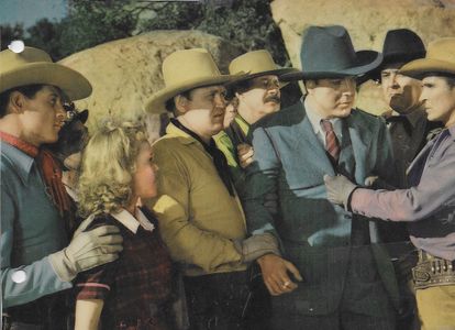 Bob Card, Rufe Davis, George Douglas, June Johnson, Robert Livingston, Hal Price, and Bob Steele in Lone Star Raiders (1