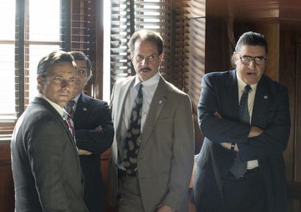 Allan Steele, Jim Bracchitta, Danny Mastrogiorgio and Alfred Molina on the set of SHOW ME A HERO