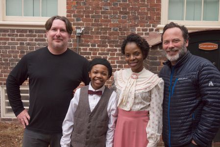 Director Derrick Borte, Writer / DP David Mallin, and stars Connor Berry and Marsha Stephanie Blake take a photo at the 