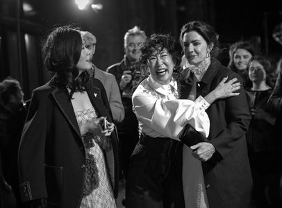 Lindsay Collins, Sandra Oh, and Domee Shi at an event for Turning Red (2022)