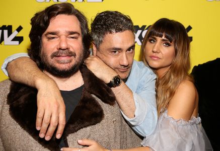 Taika Waititi, Matt Berry, and Natasia Demetriou at an event for What We Do in the Shadows (2019)