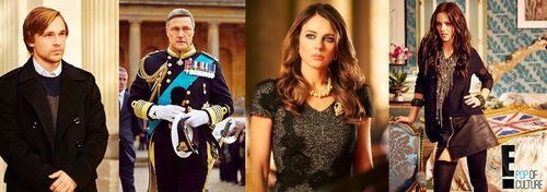 Elizabeth Hurley, William Moseley, Vincent Regan, and Alexandra Park in The Royals (2015)