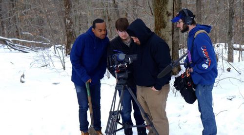 Craig Thiessen, McGregory Frederique, Corrine Casey, and Darius Valentine in The Moth (2019)