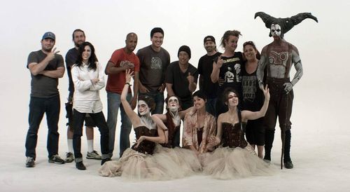 Roel Jovellanos, Holly Rone, Andrea Bensussen, Erik Dugan, Jessica Kelley, Sarah Anne Navarrette, and Bryan Johnson in N