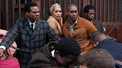 Rahim Rosen, Ilfenesh Hadera, and Haaron Hines in Godfather of Harlem (2019)