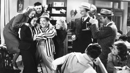 Lynton Brent, Joe Penner, Toddy Peterson, Tom Quinn, Suzanne Ridgway, and June Travis in Mr. Doodle Kicks Off (1938)