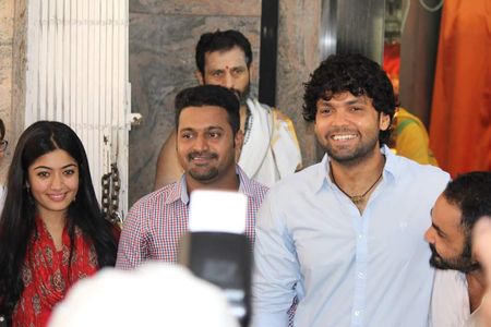 Rakshit Shetty and Rashmika Mandanna at an event for Kirik Party (2016)