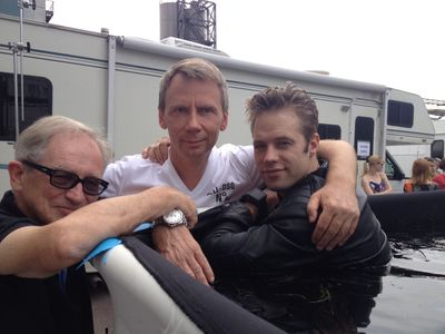 John Bartley, Slava Jakovleff and Shaun Sipos on the set of Insomnia (Moscow, July 9, 2015)