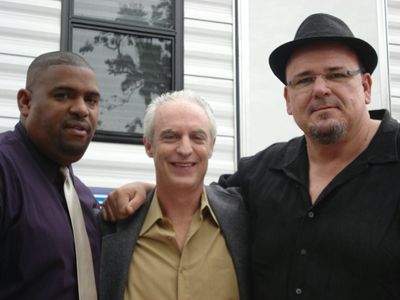 Charles Dirden, III with actors Jim Dowd & Stephen Marcus on the set of Getting Back to Zero