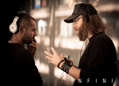 Shane Abbess with Daniel Macpherson on the set of INFINI