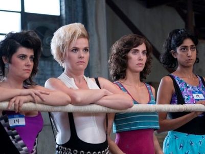 Kimmy Gatewood, Rebekka Johnson, Alison Brie, and Sunita Mani in GLOW (2017)