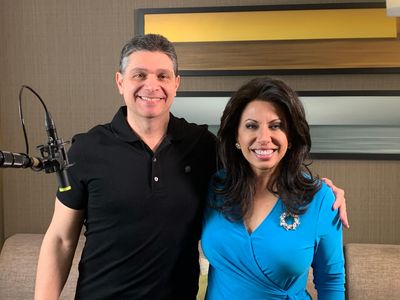 Still of Jack Thomas Smith and Brigitte Gabriel on the set of Newsfront: America Under Siege (2023)