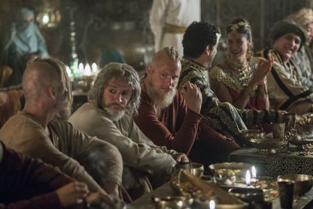 Frankie McCafferty, Jasper Pääkkönen, Kal Naga, Alexander Ludwig, and Karima McAdams in Vikings (2013)