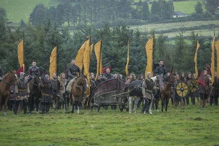 Jonathan Rhys Meyers, Peter Franzén, Josefin Asplund, and Alex Høgh Andersen in Vikings (2013)