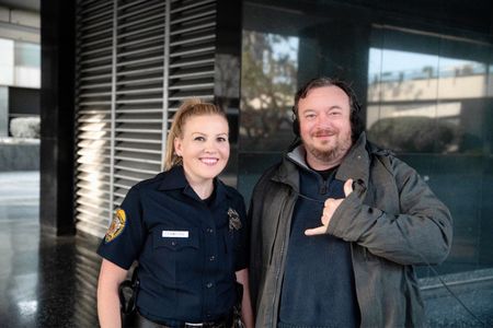 Christy Lee Hughes and Tom Curley on the set of Asking For It at Los Angeles Center Studios