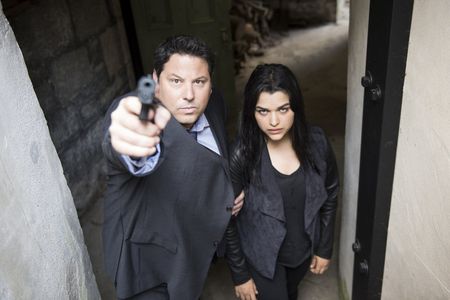 Greg Grunberg and Eve Harlow in Heroes Reborn (2015)