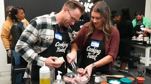 Adam Busby and Danielle Busby in OutDaughtered: Danielle and the Bacon (2023)