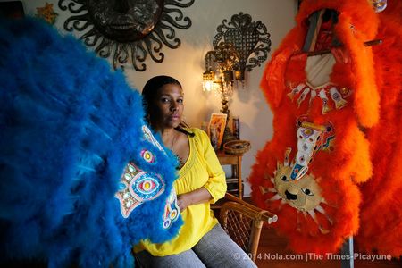 Queen of The Nation Gina Montana Yellow Pocahontas Mardi Gras Indians