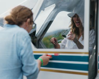 Delta Goodrem and Adrian Powers on location shooting 'Love is in the Air'