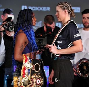 Ben Shalom, Claressa Shields, and Savannah Marshall in Sky Sports World Championship Boxing: Claressa Shields vs. Savann